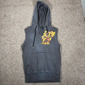 Diesel Barro Graffiti Sleeveless Hoodie Sweatshirt Size S Gray Graphic